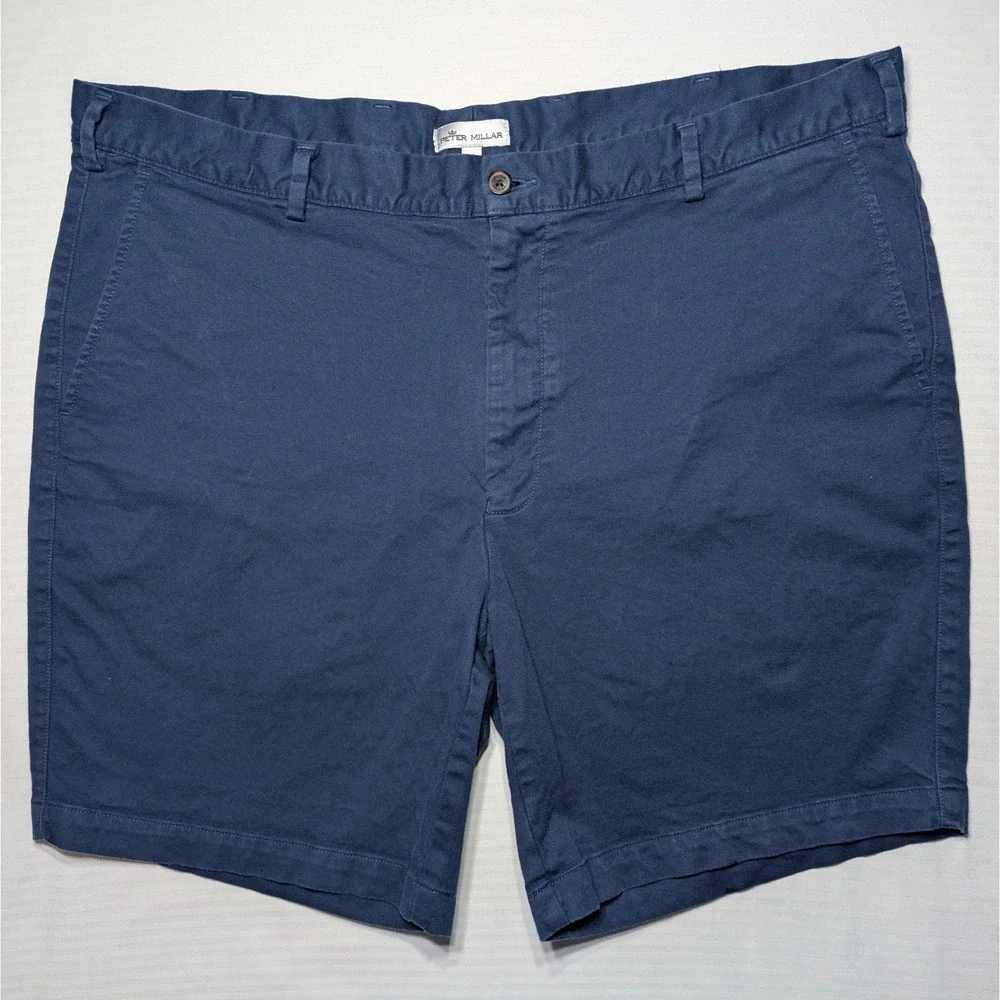 Peter Millar Men 40 Pilot Twill Shorts Pima Cotton Navy Blue‎ Golf Quiet Luxury